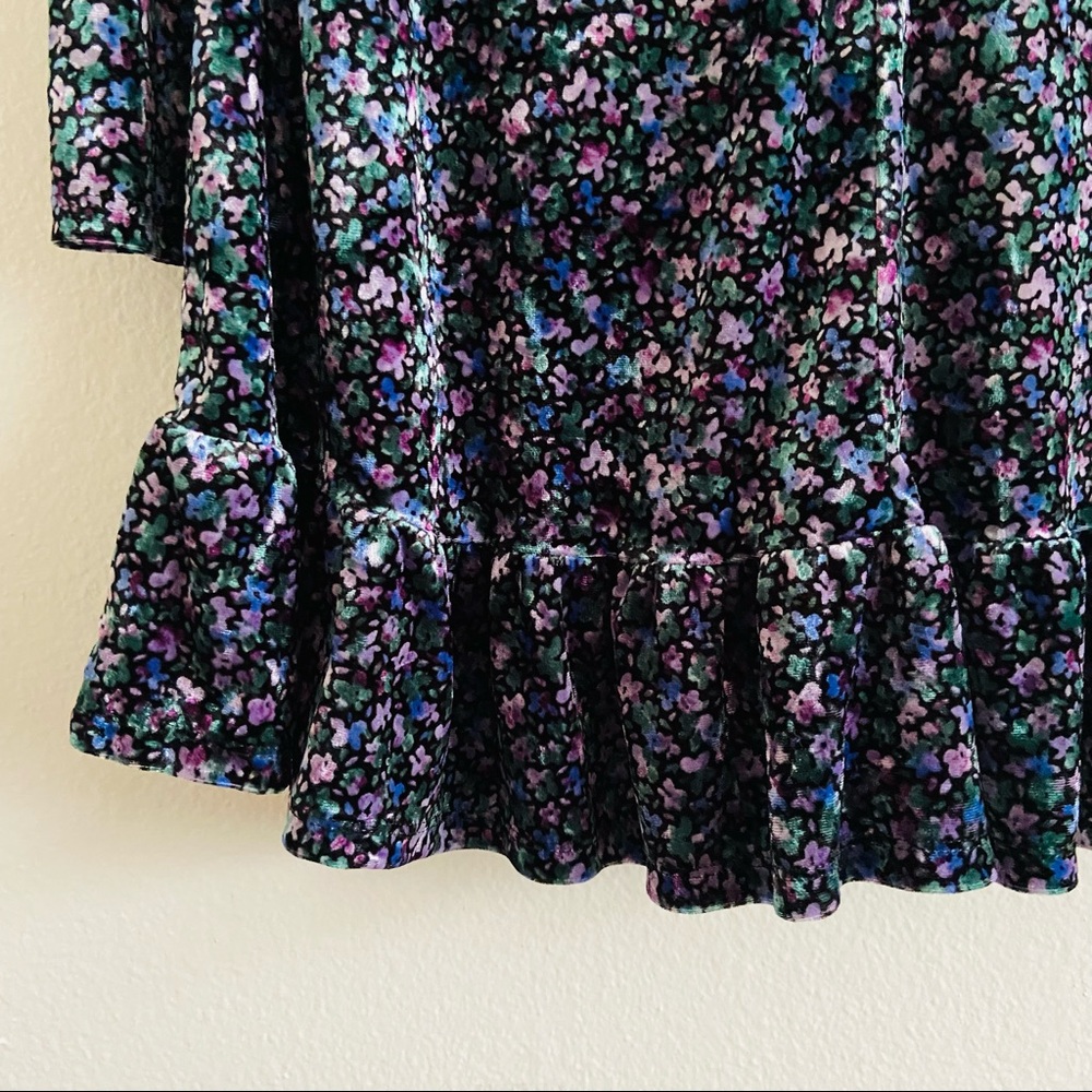 Wild Fable floral velvet long sleeve dress | medium | blue pink - Picture 5 of 5